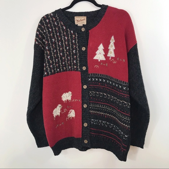 Woolrich Sweaters - Woolrich Christmas Sheep Trees Cardigan Sweater